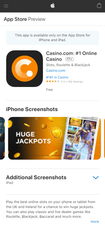 Casino.com App preview 1