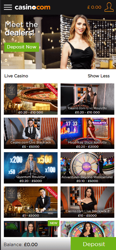 Casino.com Mobile Preview 1