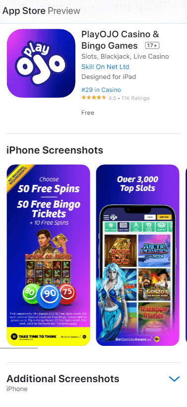 PlayOJO Casino App preview 1