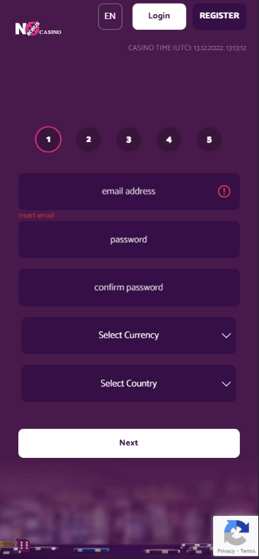 No Bonus Casino Registration Process Image 1