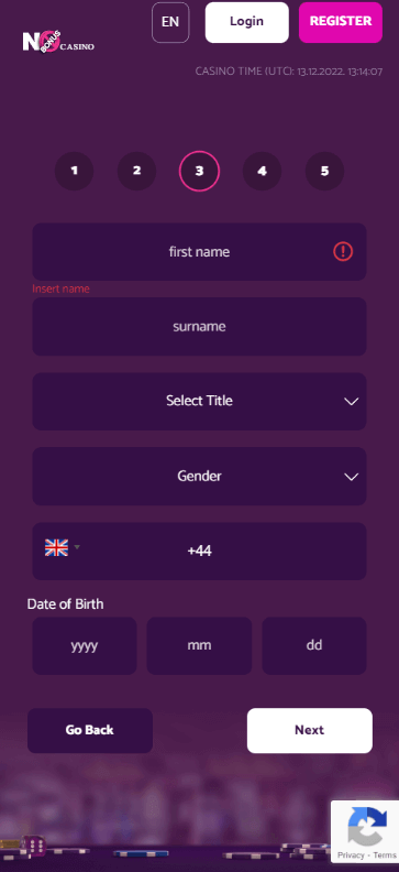 No Bonus Casino Registration Process Image 2