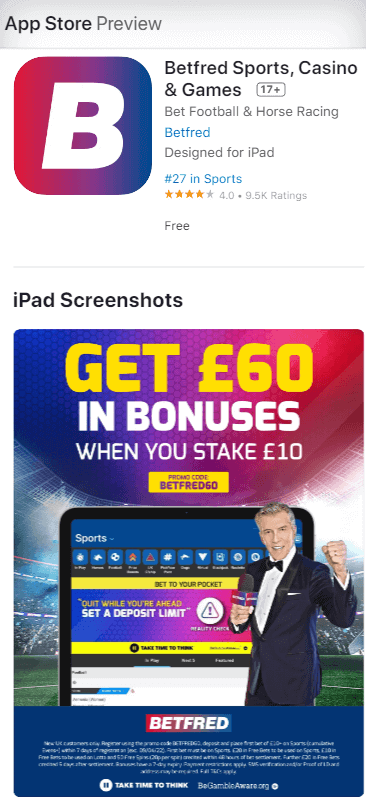 Betfred Casino App preview 1