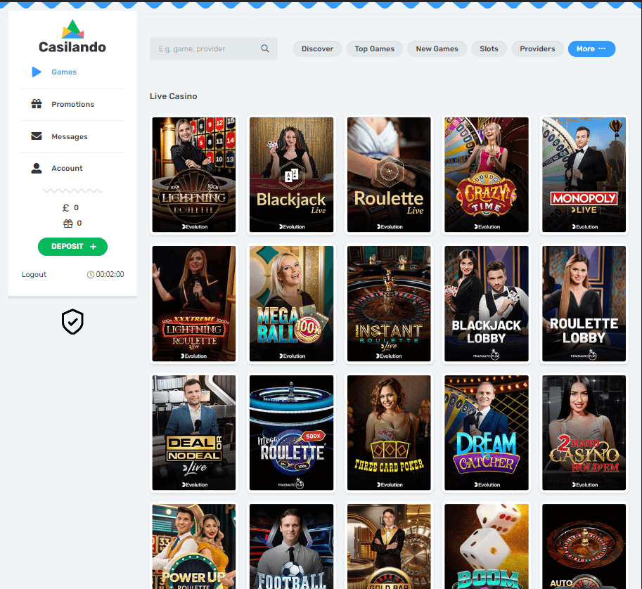 Casilando Casino Desktop preview 1