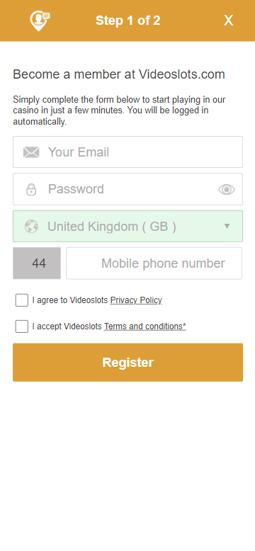 Videoslots Casino Registration Process Image 2