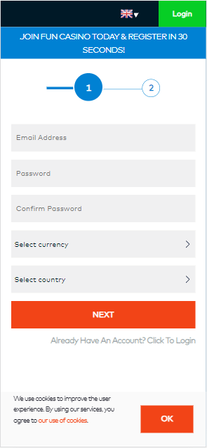 Fun Casino Registration Process Image 1