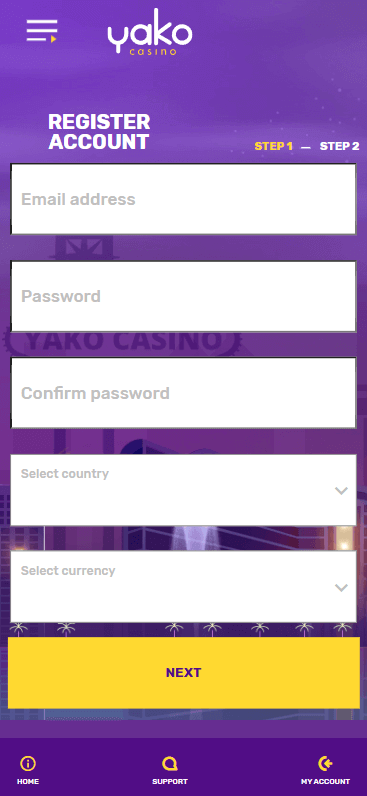 Yako Casino Registration Process Image 1