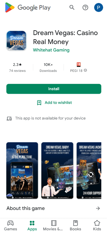 Dream Vegas Casino App preview 1