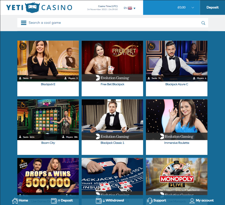 Yeti Casino Desktop preview 1