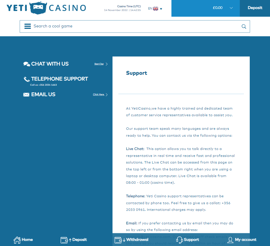 Yeti Casino Desktop preview 3