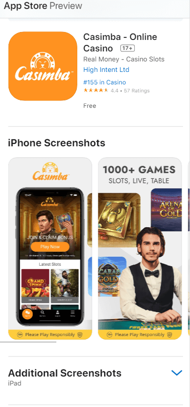 Casimba Casino App preview 1