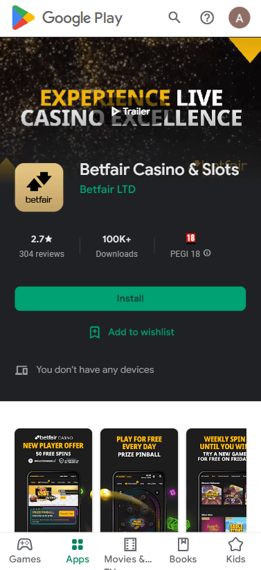 Betfair Casino App preview 3