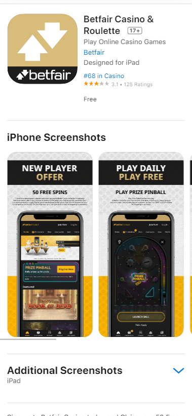 Betfair Casino App preview 1