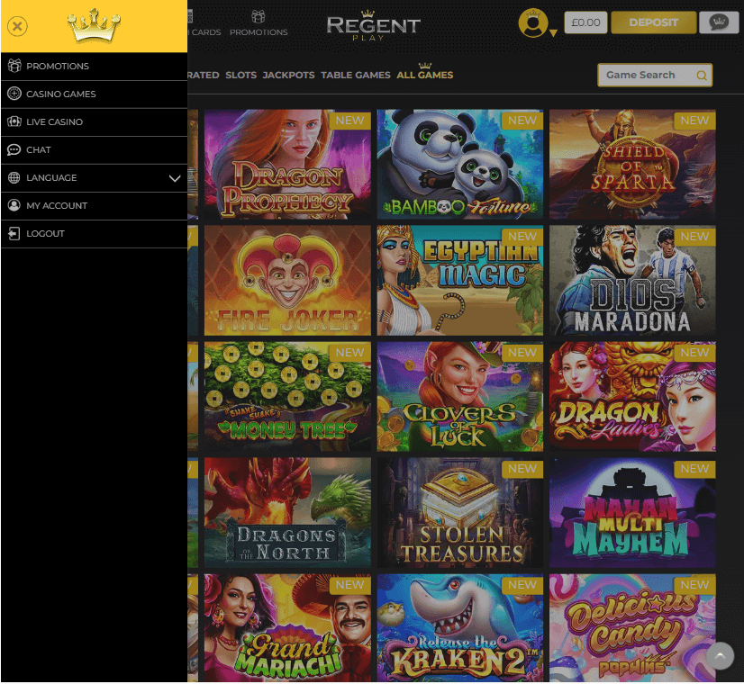 Regent Play Casino Desktop preview 1