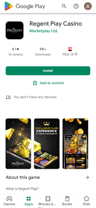 Regent Play Casino App preview 1