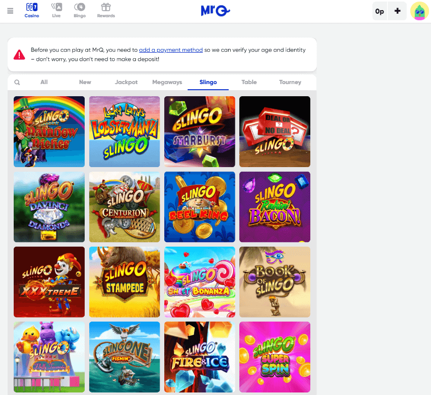MrQ Casino Desktop preview 1