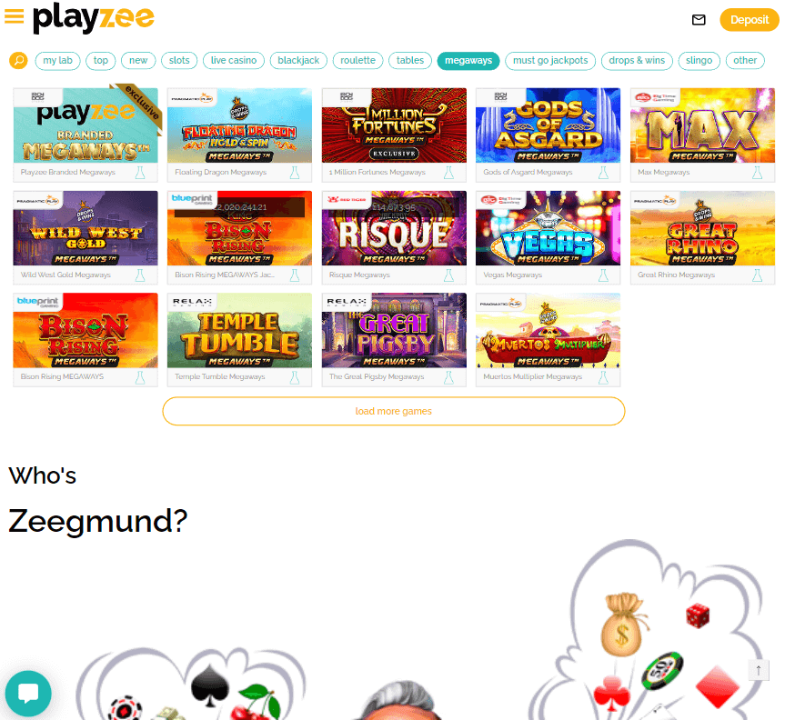 playzee-casino-desktop-preview-megaways