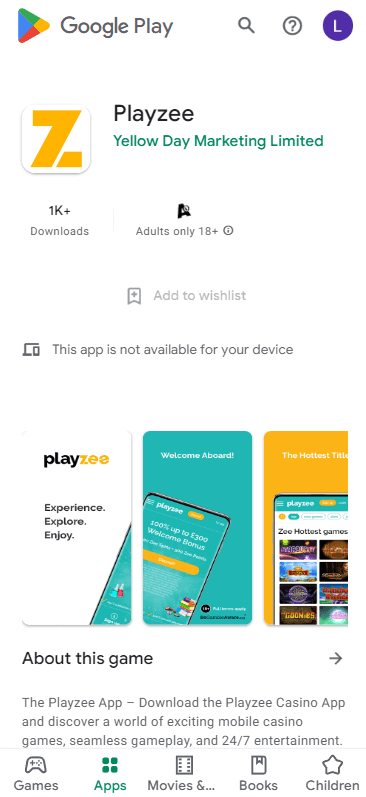 Playzee Casino App preview 1