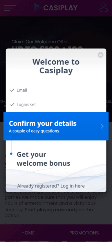Casiplay Casino Registration Process Image 4
