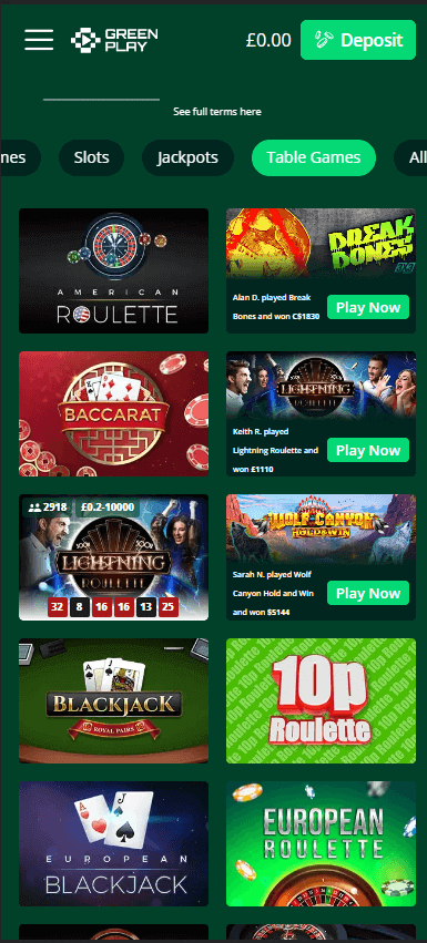 Green-Play-Casino-mobile preview-table-games