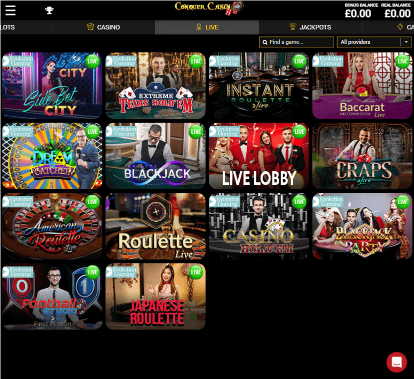 Conquer Casino Desktop preview 2