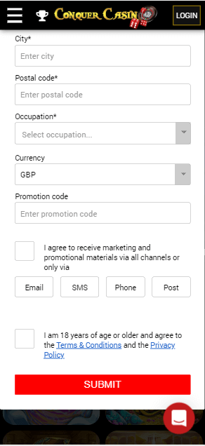 Conquer Casino Registration Process Image 3