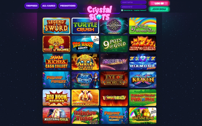 Crystal Slots games preview
