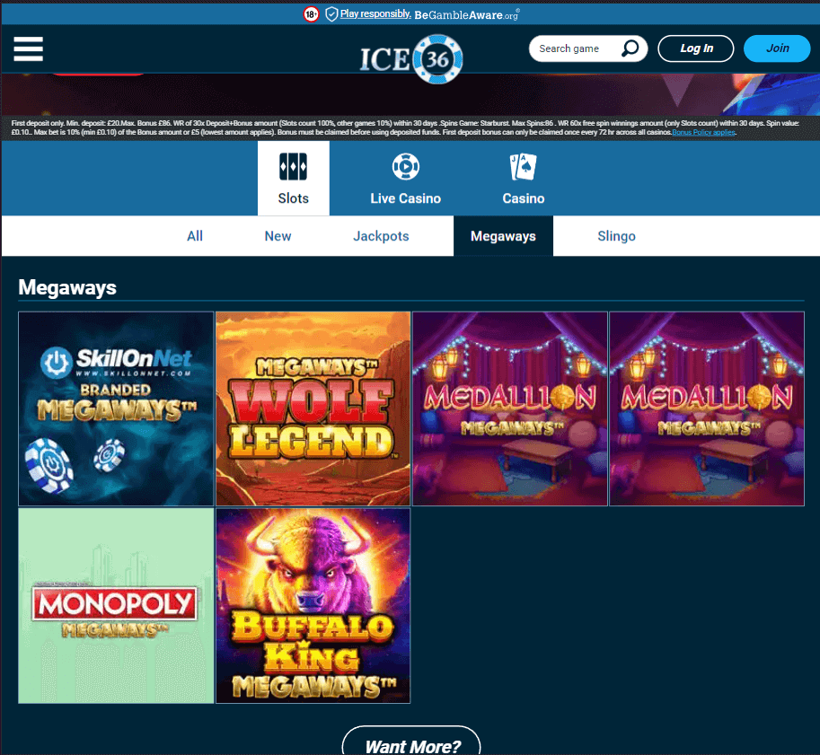 Ice36 Casino Desktop preview 1