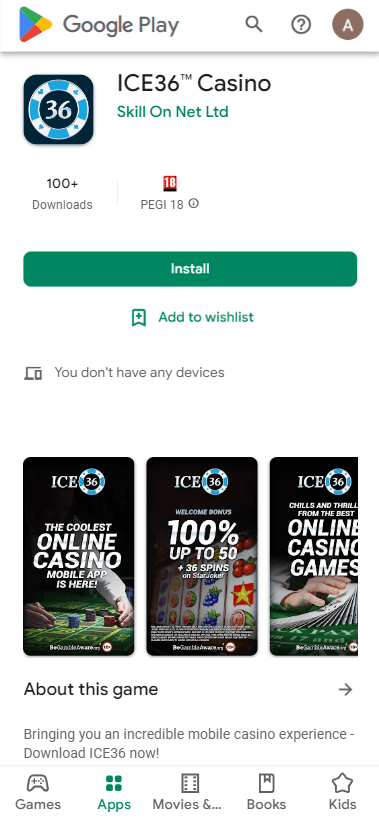Ice36 Casino App preview 1