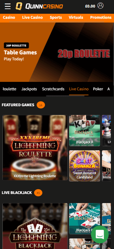 QuinnBet Casino Mobile Preview 1