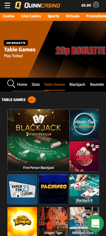 QuinnBet Casino Mobile Preview 2