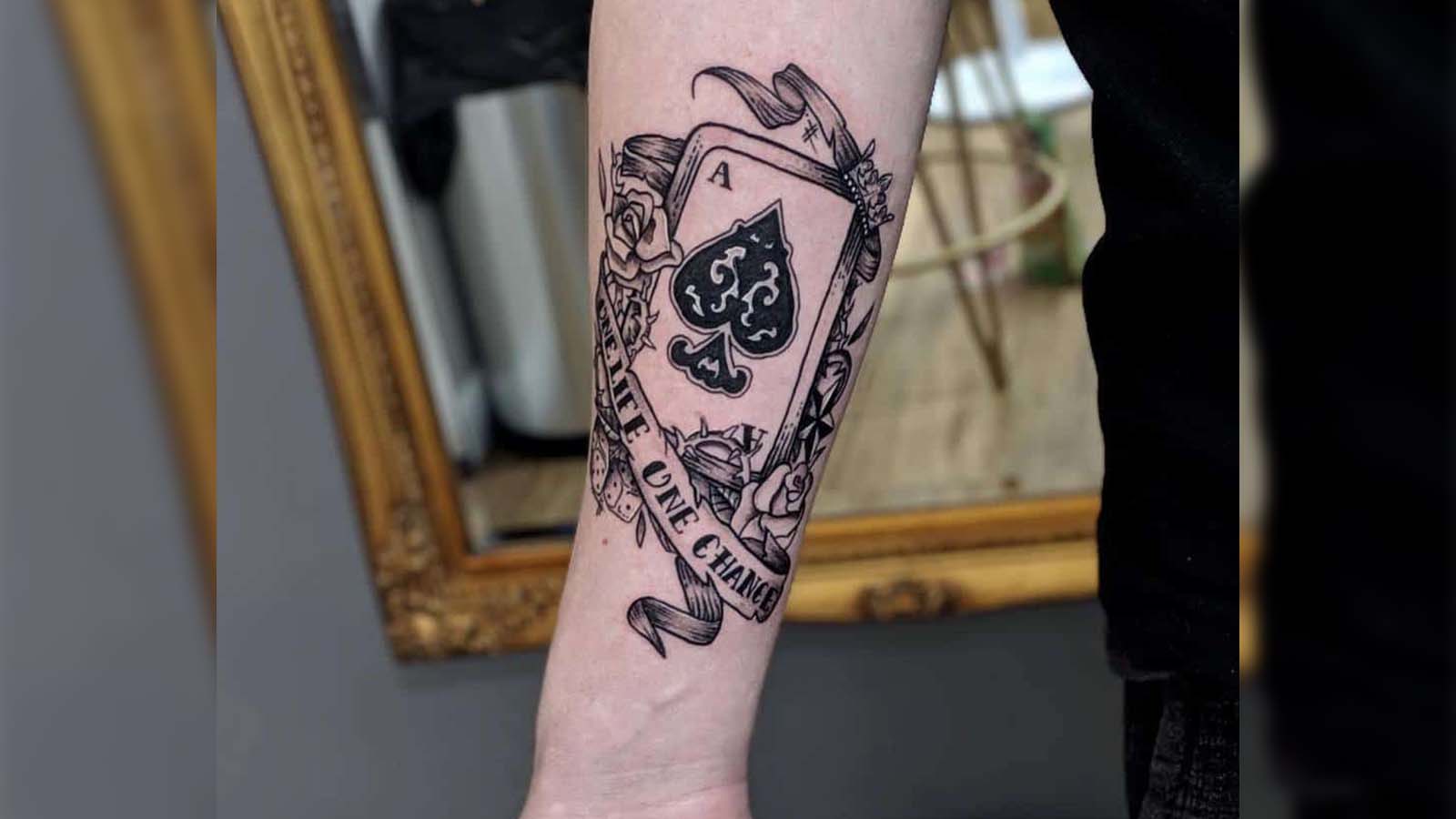 Manx Tattoo  Body Piercing  Lifes a Gamble hand tattoo in black n grey  tattooed by Simon  Big or small at Manx Tattoo we tattoo them all to  discuss your