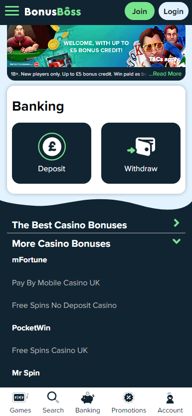 Bonus Boss Casino mobile preview 2