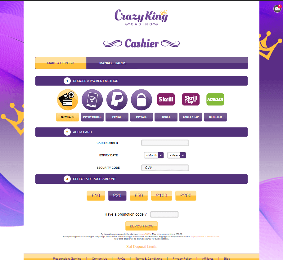 Crazy King Casino Desktop preview 1
