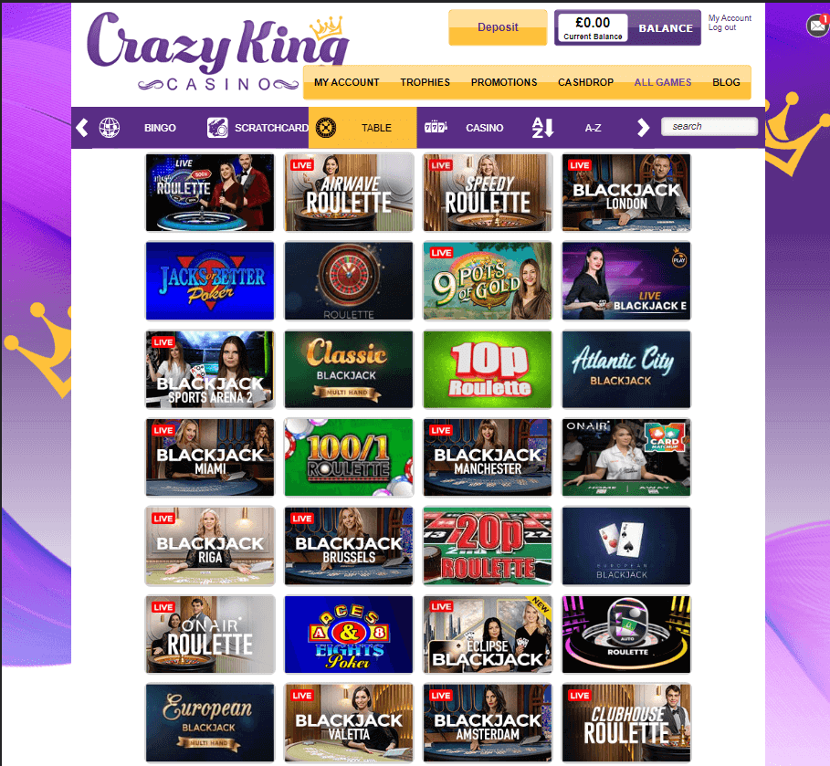 Crazy King Casino Desktop preview 2