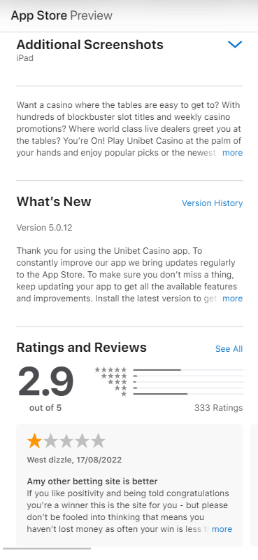 Unibet Casino App preview 1