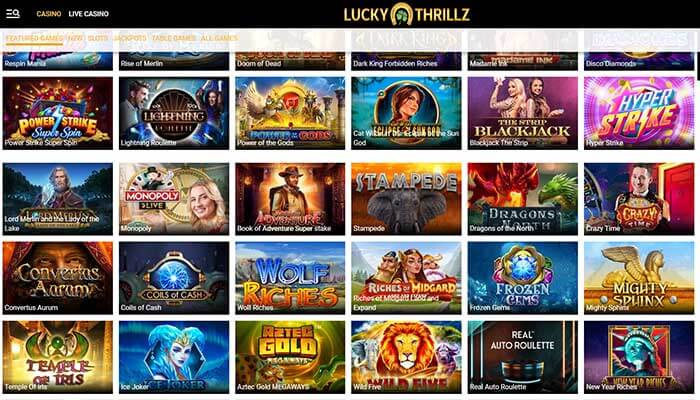 Lucky Thrillz featured games preview