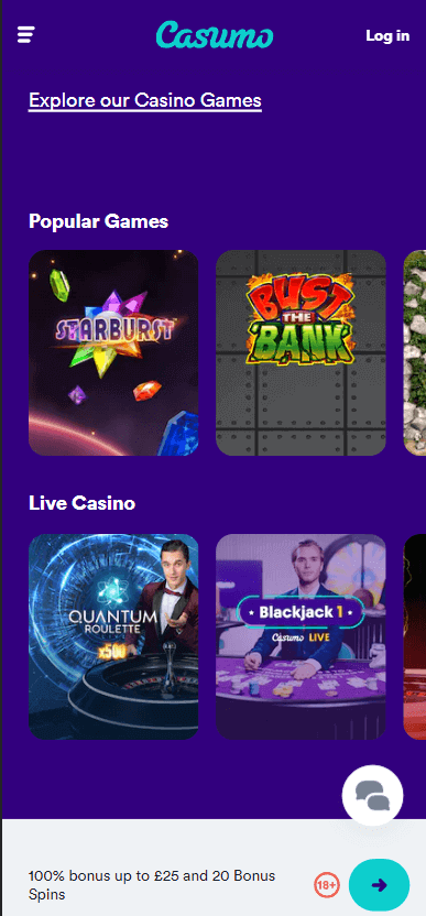 Casumo Casino Mobile Preview 1