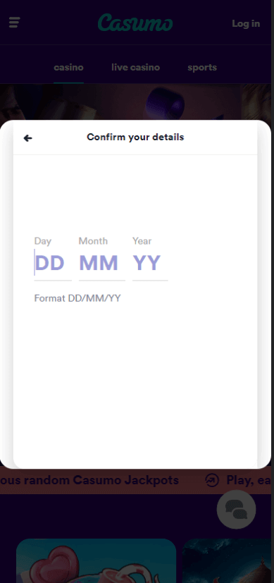 Casumo Casino Registration Process Image 7