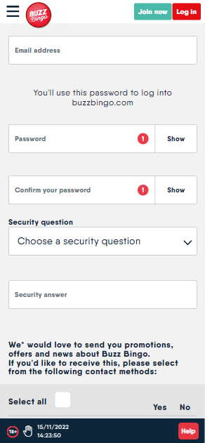 Buzz Bingo Registration Process Image 2