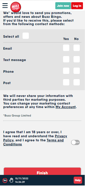 Buzz Bingo Registration Process Image 3