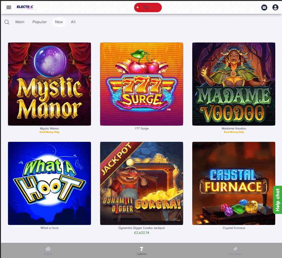Electric Spins Casino Desktop preview 1