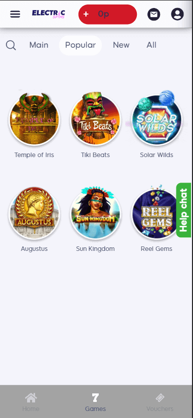 Electric Spins Casino Mobile Preview 1