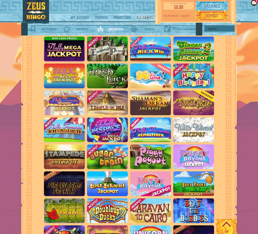 Zeus Bingo Casino Desktop preview 1