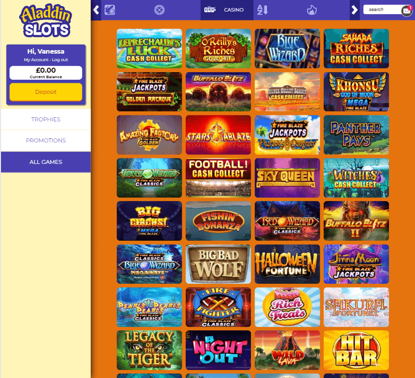 Aladdin Slots Casino Desktop preview 1