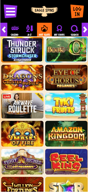 Eagle Spins Casino mobile preview 1