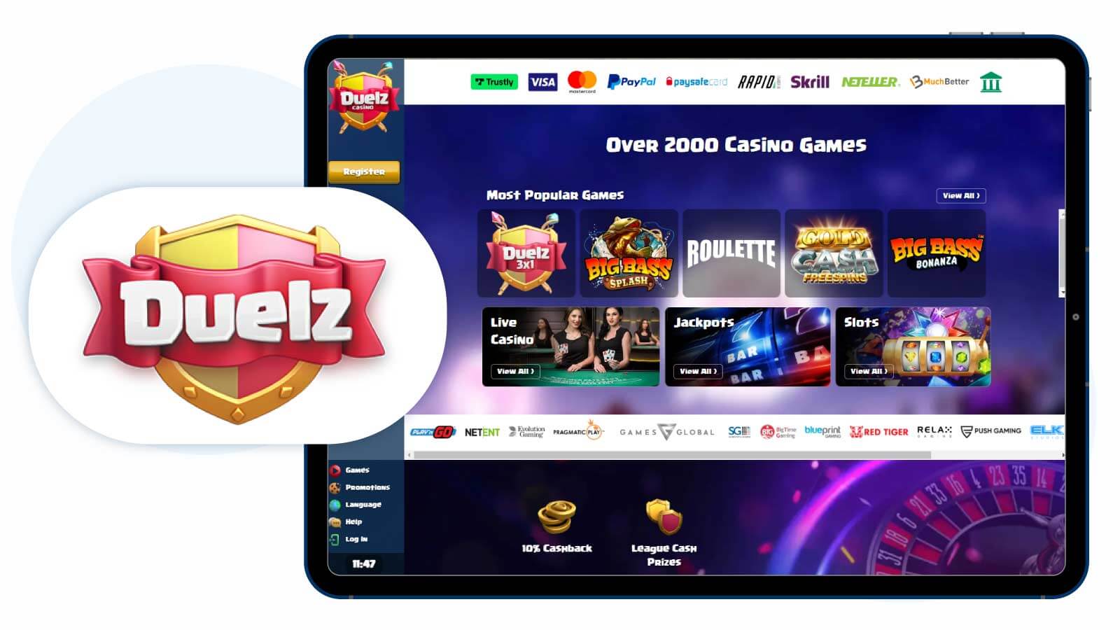 Duelz Casino Top UK Paysafe Casino for fast withdrawals