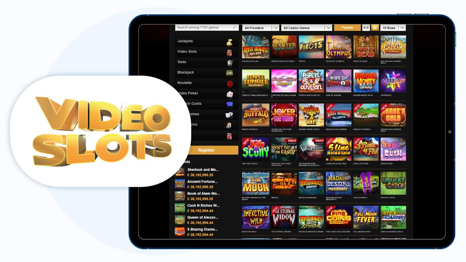 Videoslots Casino – Runnerup No Wagering Slot Site Pick