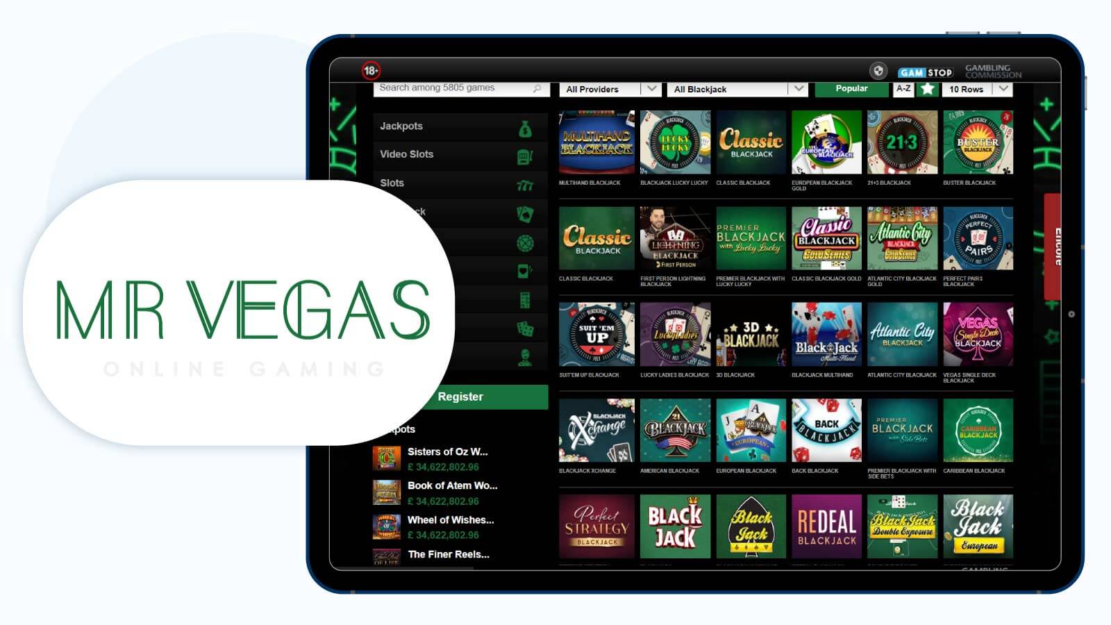 MrVegas Casino - best casino with live blackjack streaming