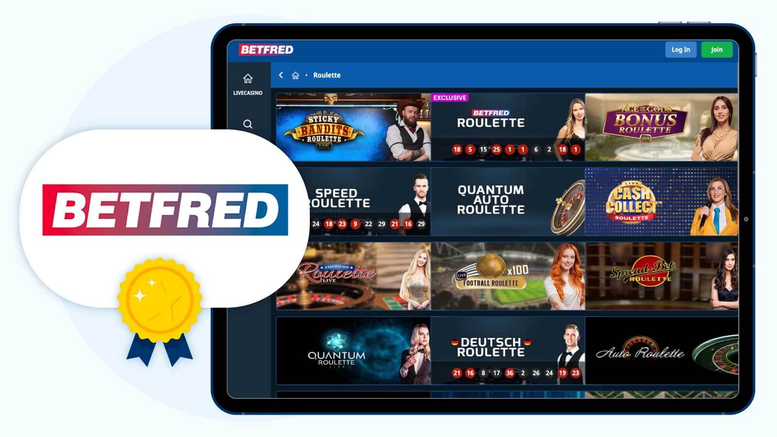 1. Betfred - Overall Best Online Roulette UK Casino