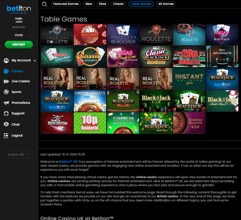 Betiton Casino Desktop preview 2